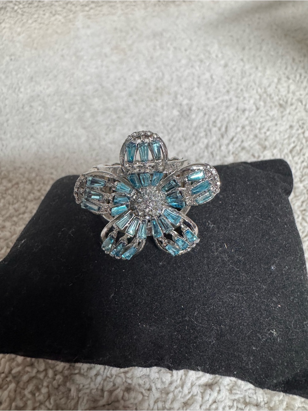 Paparazzi Blue Crystal Floral Statement Ring
